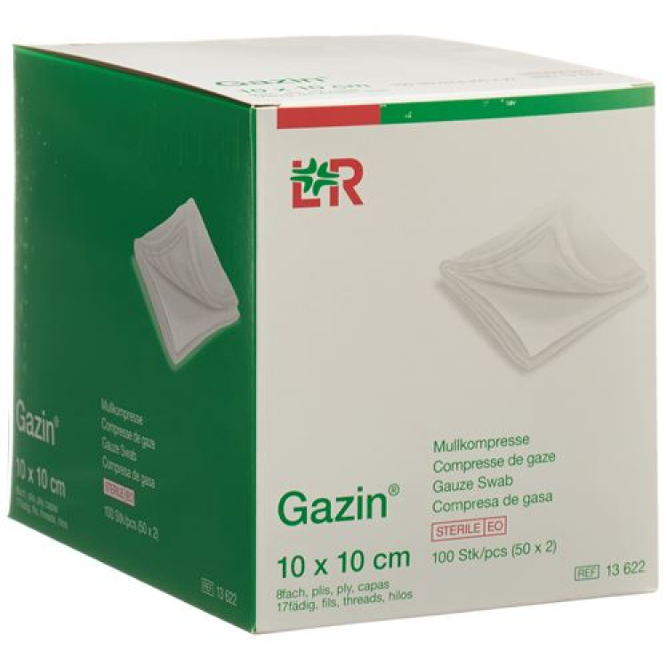 Gazin géz borogatás 10x10cm 8x steril 50 x 2 db