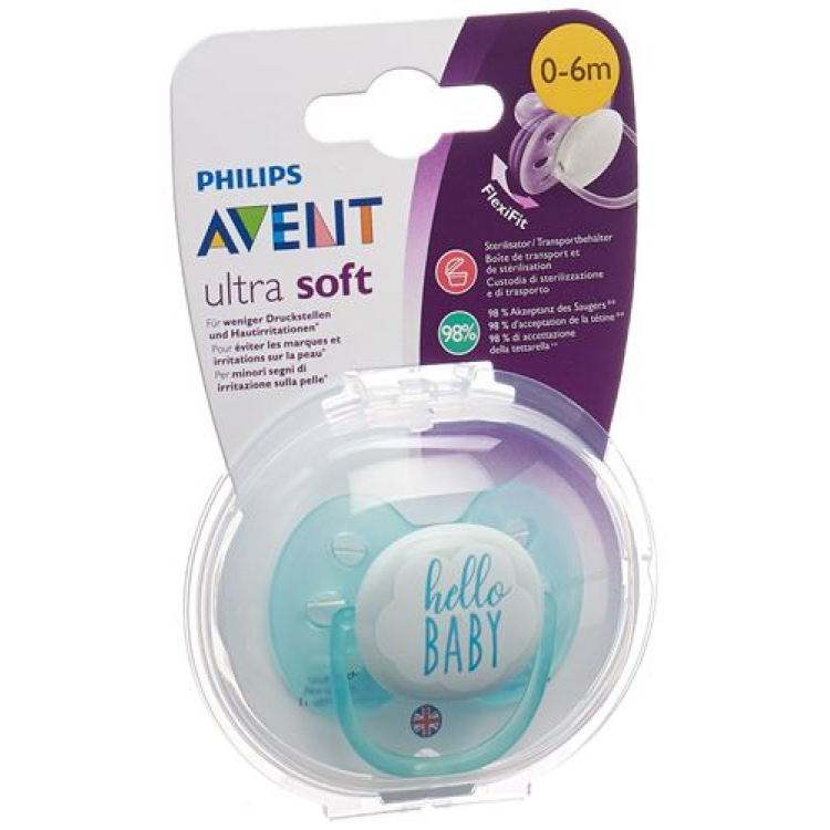 Avent Philips pacifier Ultra Soft Pack 1 0-6M Boy deco