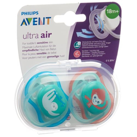 Avent Philips ultra pacifier air 18M + neutral sloth / Monkey