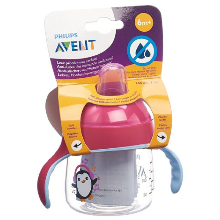 Avent Philips Schnabel cup silicones Schnabel 200ml pink penguin