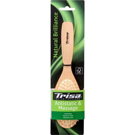 Dřevěné špendlíky s gumovým kartáčem Trisa Natural Brilliance