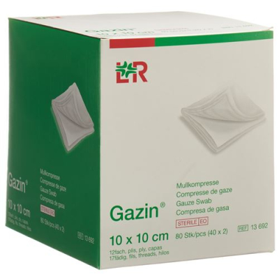 Gazin marlės kompresai 10x10cm 12x sterilūs 40x2 vnt