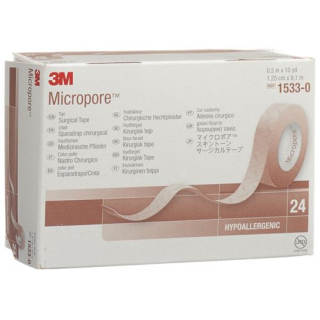 3M Micropore roll plaster ដោយគ្មាន dispenser 12mmx9.14m ពណ៌ស្បែក