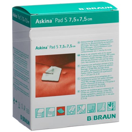 Askina Pad S compresse fendue 7.5cmx7.5cm sachet stérile 30 pcs
