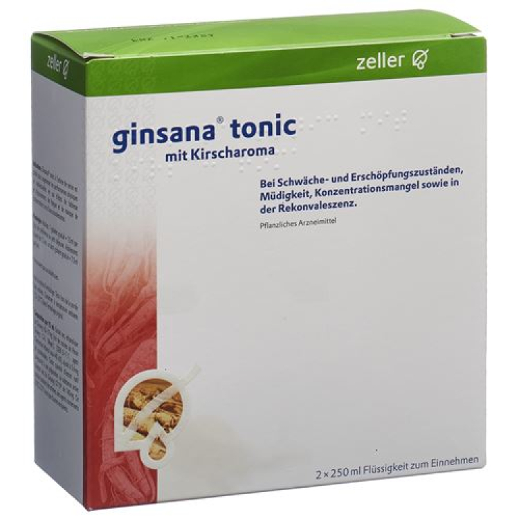 Ginsana Tonic tekući oralni okus s okusom višnje 2 Fl 250 ml