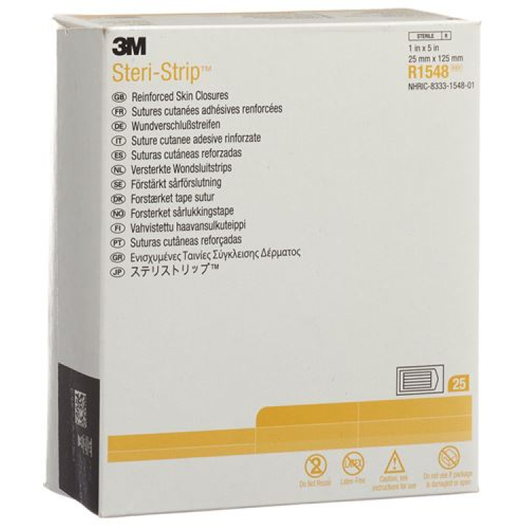 3M Steri Strip 25x125mm blanco reforzado 25 x 4 uds