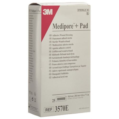 3m medipore™ ապրանքանիշ + բարձիկ 10x20սմ վերքի բարձիկ 5x15,5սմ 25 հատ