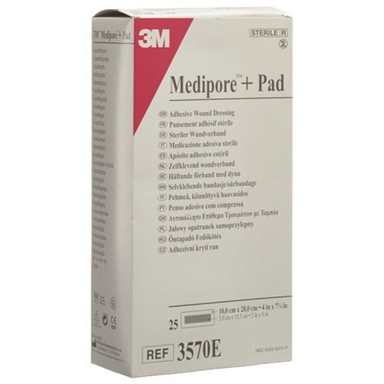 3M Medipore ™ марка + Подложка 10x20cm подложка за рани 5x15.5cm 25 бр.