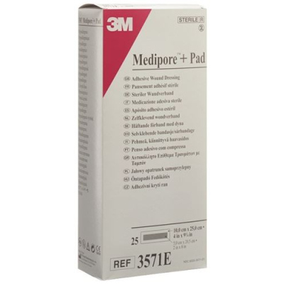 3m medipore ™ mærke + pad 10x25cm sårpude 5x20,5cm 25 stk.