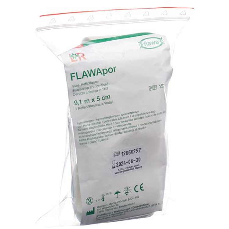 Flawapor adhesive plaster nonwoven 5cmx9.1m roller 3 Stk