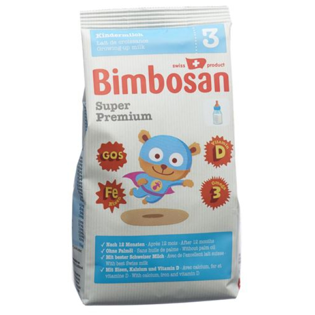 बिम्बोसन सुपर प्रीमियम 3 बच्चों का दूध रिफिल 400 ग्राम