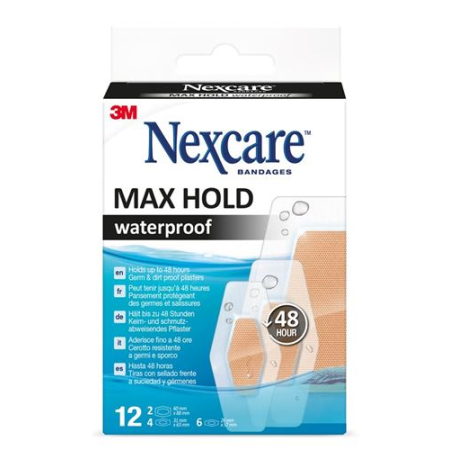 3M Nexcare MaxHold 3 tailles assorties 12 pièces