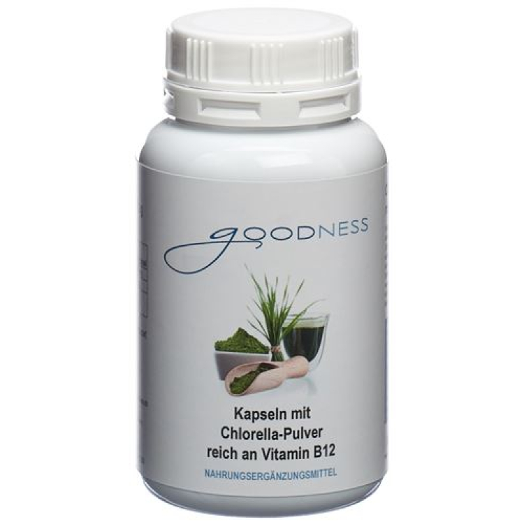 Goodness Chlorella Pulver mit Vitamin B12 Kaps 600 mg Ds 90 Stk