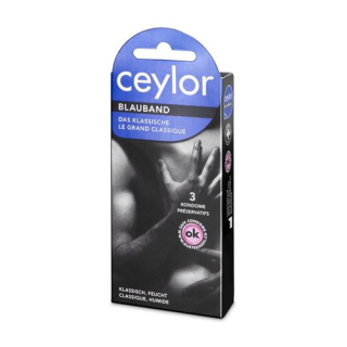 Kondomi Ceylor Blue Ribbon z rezervoarjem 3 kosi