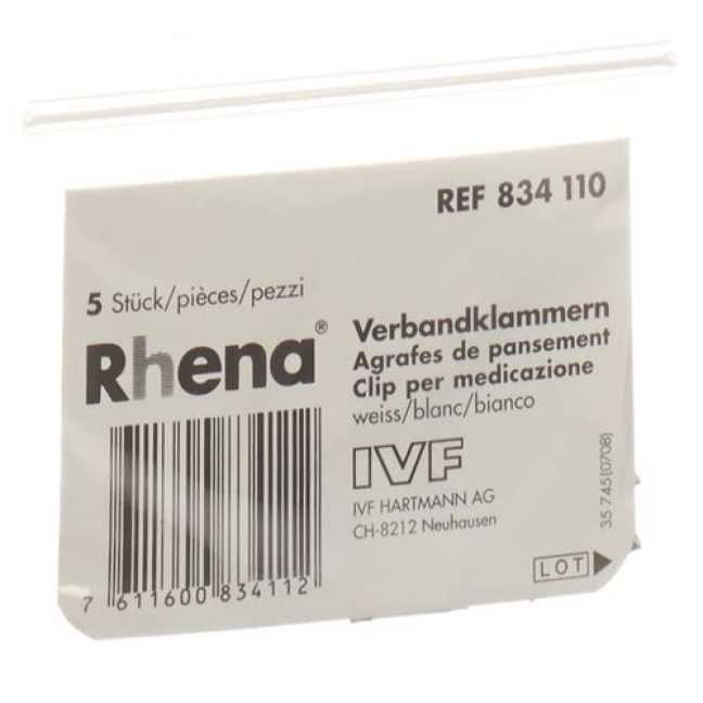 Rhena bandage clips hvid 5 stk