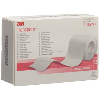 3M Transpore roll plaster 25mmx9.14m transparent 12 pcs