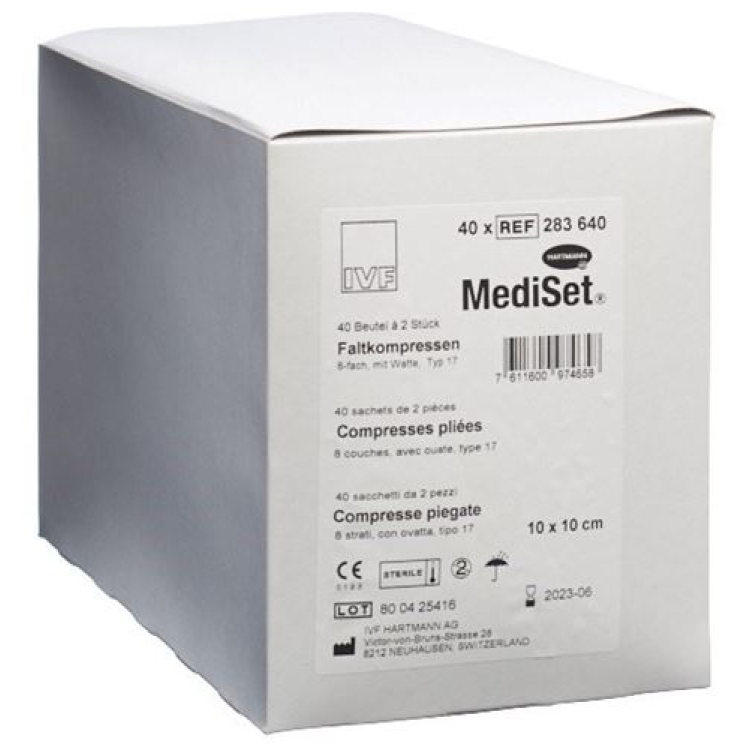 Mediset IVF qatlanan pambıq kompressləri 17 10x10sm 8 dəfə steril 40