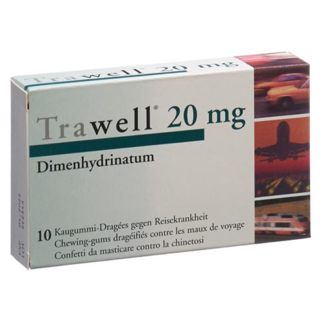 Pastilhas de goma de mascar Trawell 20 mg 10 unid.