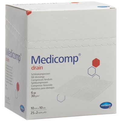 Medicomp drain 10x10cm סטרילי 25 גדוד 2 יח'