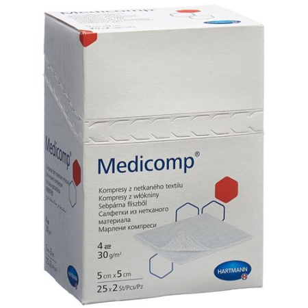 MEDICOMP флисовый компресс 5x5см стерильный 25 пакетов 2 шт.