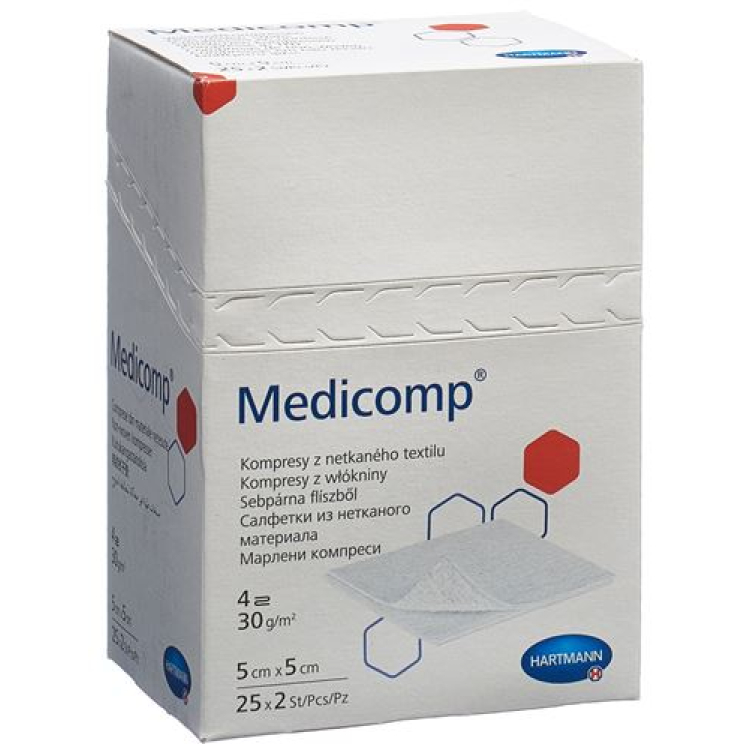 Κομπρέσα fleece MEDICOMP 5x5cm αποστειρωμένη 25 σακούλες 2 τμχ