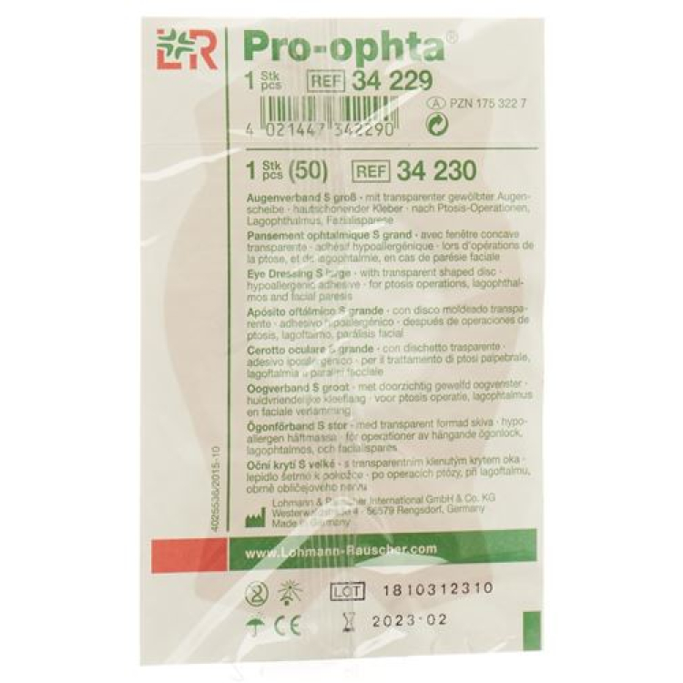 мөлдір Pro Ophta S көз таңғышы L