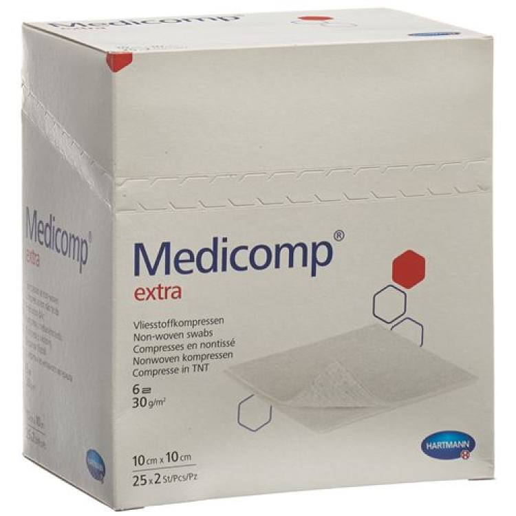 MEDICOMP EXTRA flis kompr 10x10cm 25 vrečk 2 kos