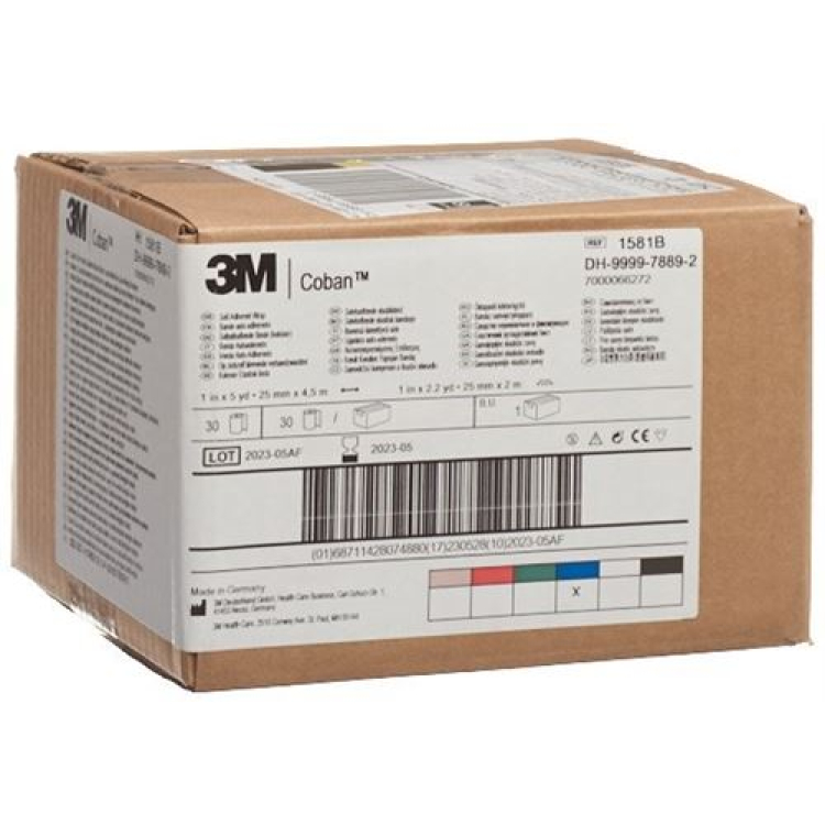 3M Coban Venda Elástica Autoadhesiva 2,6 cm x 4,57 m Azul 30 piezas