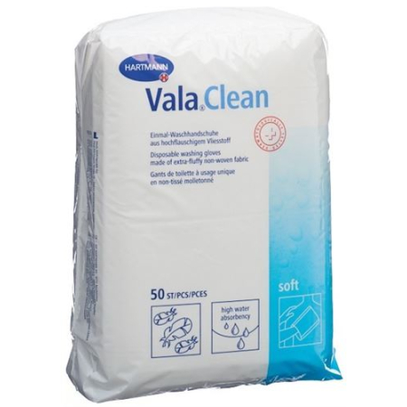 ValaClean Soft 一次性洗脸手套 15.5x22.5cm 50 件