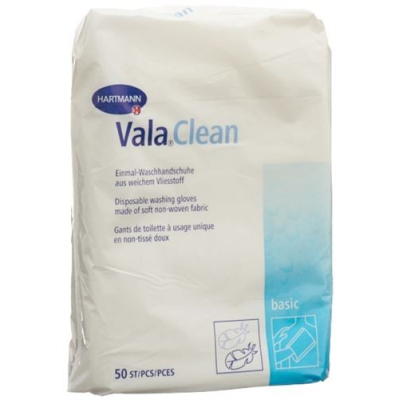 כפפת כביסה חד פעמית valaclean basic 15.5x22.5 ס"מ 50 יח'