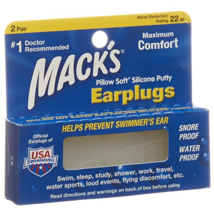 Mack Earplugs ថ្លា 2 គូ