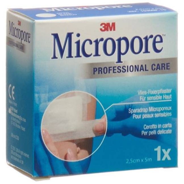 3M Micropore plaster adhesive ត្បាញដោយគ្មាន dispenser 25mmx5m white refill