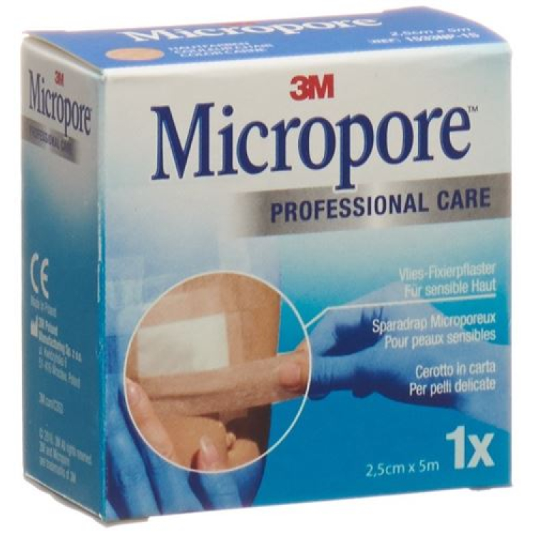 ម្នាងសិលាស្អិត 3M Micropore fleece ដោយគ្មាន dispenser 25mmx5m ពណ៌ស្បែក