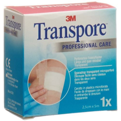 3m transpore adhesive plaster 5 מ' x 25 מ"מ מארז מילוי