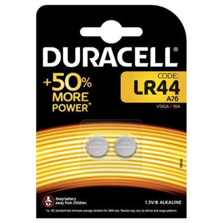 Duracell Battery for Clock + Calculator LR44 1.5V Blist 2 pcs - Swiss Quality