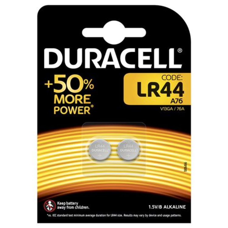 بطارية Duracell للساعة + آلة حاسبة LR44 1.5V Blist 2 قطعة