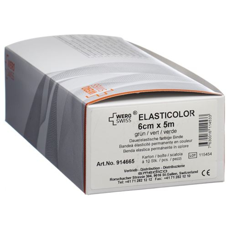 WERO SWISS Эластичный бинт Elasticolor 5мx6см зеленый 10 шт.