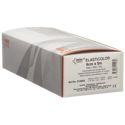 Wero swiss elasticolor תחבושת אלסטית 5mx6cm כחול 10 יח'