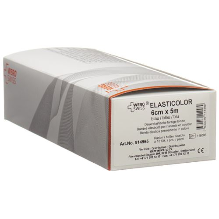 WERO SWISS Elasticolor Elastiskt bandage 5mx6cm blå 10 st