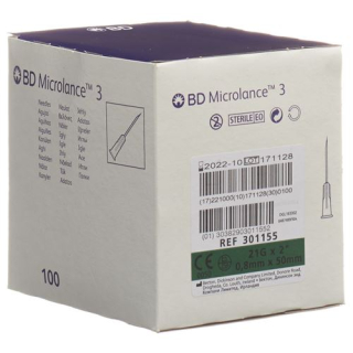 BD Microlance 3 საინექციო კანულა 0.80x50 მმ მწვანე 100 ც.