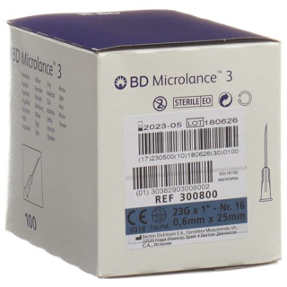 Cánula de inyección BD Microlance 3 0,60x25mm azul 100 uds