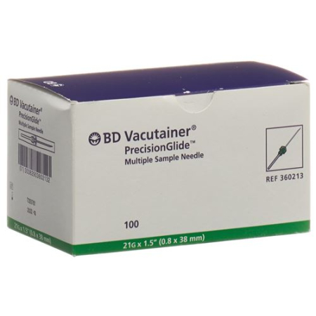 Cannula VACUTAINER 21G 0.8x38mm verde 100 pz