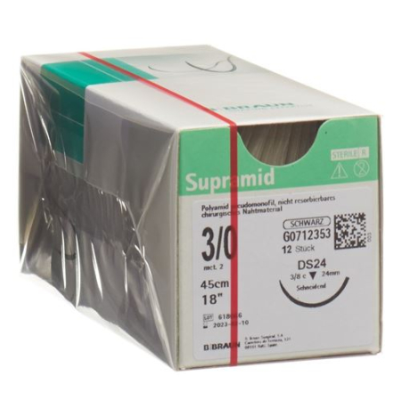 Supramid 45cm DS 24 3-0 qora 12 dona