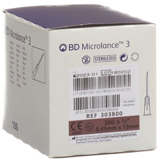 BD Microlance 3 注射插管 0.45x13mm 棕色 100 件