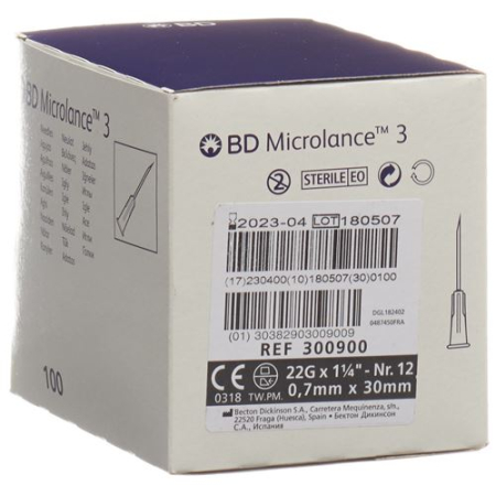 BD Microlance 3 injeksjonskanyle 0,70x30mm sort 100 stk.