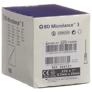 BD Microlance 3 enjeksiyon kanülü 0.70x25mm siyah 100 adet