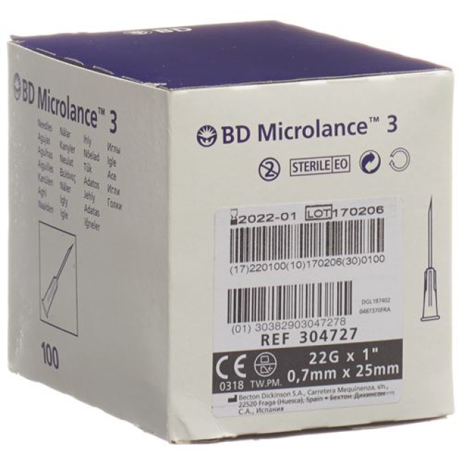 Kanula suntikan BD Microlance 3 0.70x25mm hitam 100 pcs