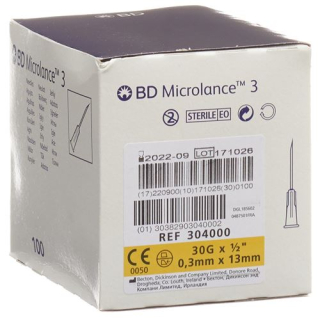 BD Microlance 3 aguja hipodérmica 0,30x13mm amarilla 100 uds