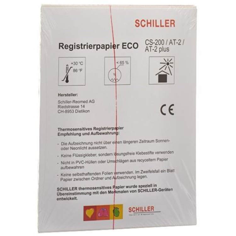 Schiller Cardiovit 登记折叠纸 AT2/CS200