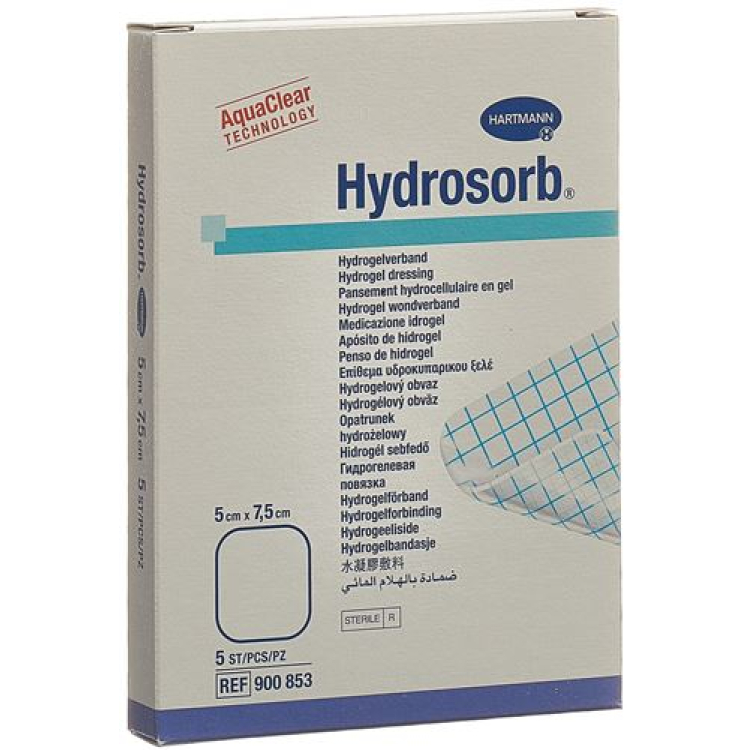 HYDROSORB hydrogel dressing 5x7.5cm មាប់មគ 5 កុំព្យូទ័រ